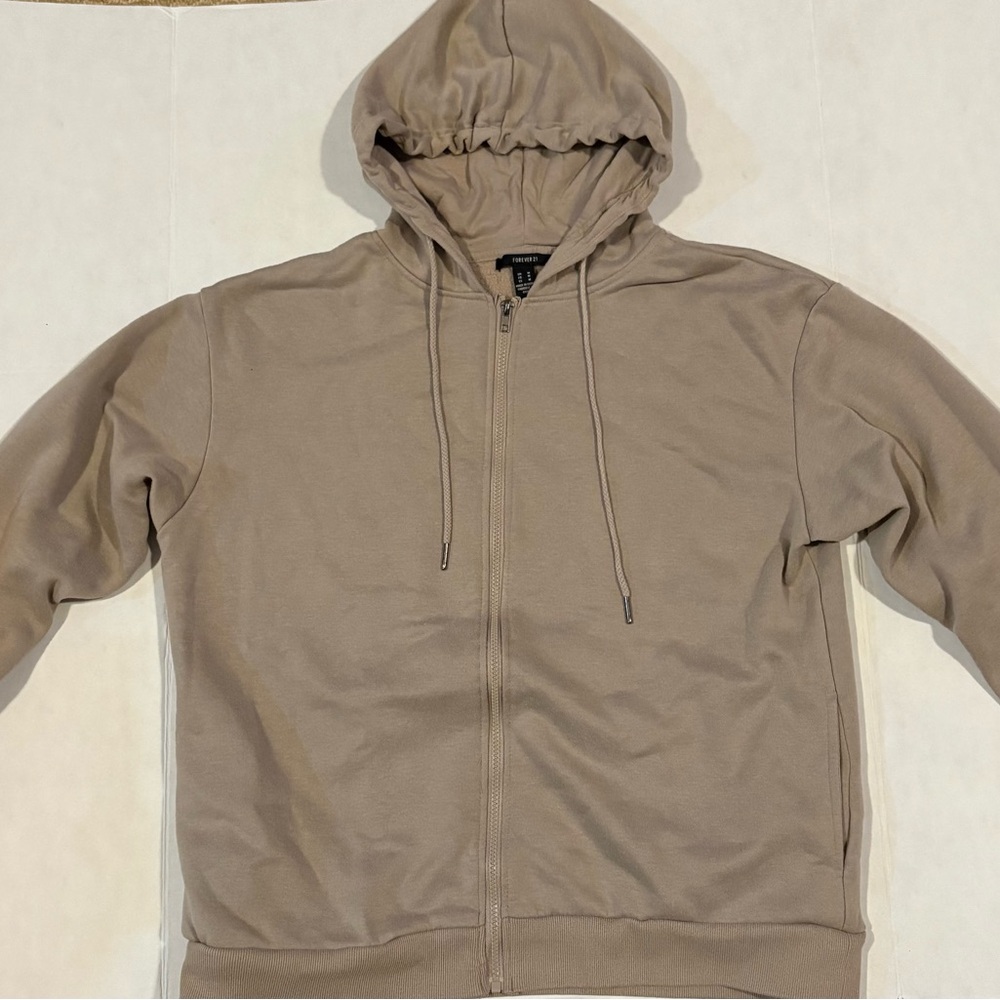 Forever 21 Tan Zip Up Hoodie